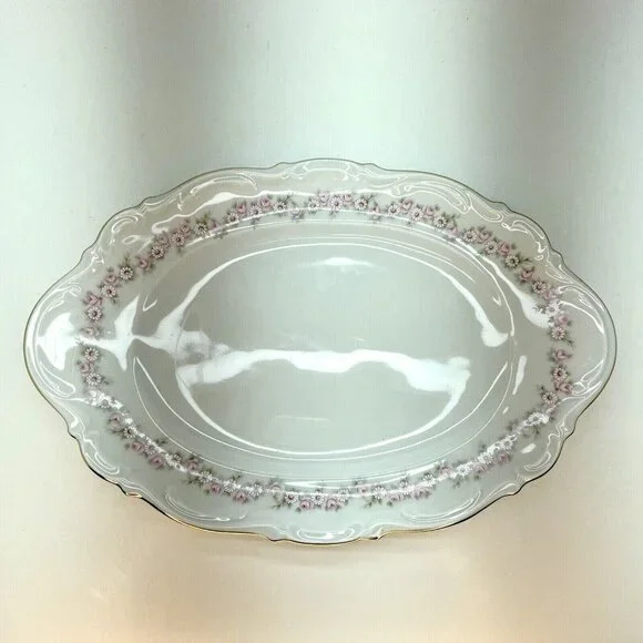 Vintage MITTERTEICH LADY BEATRICE 12.5" Oval Serving Platter Gilded Rims Germany - Picture 2 of 16